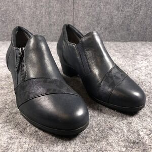 Ziera Women's 10 Blue‎ Leather Comfort Zip Ankle Booties